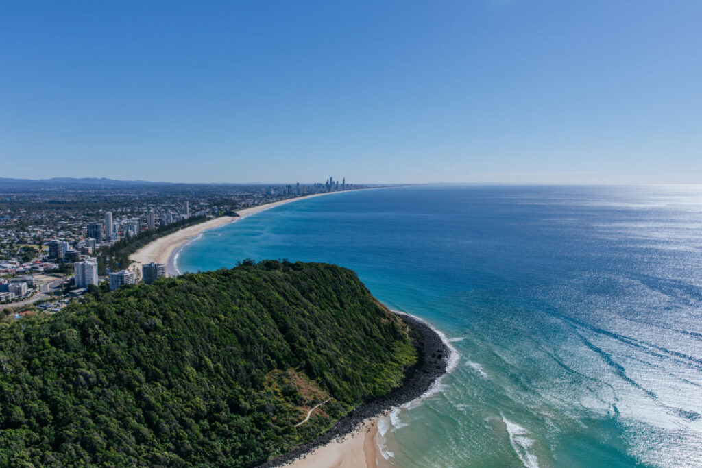 an aerial view of the gold coast.