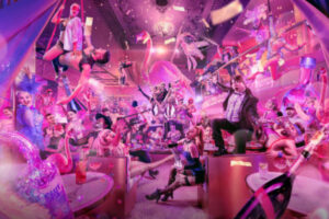 a pink flamingo montage of actors